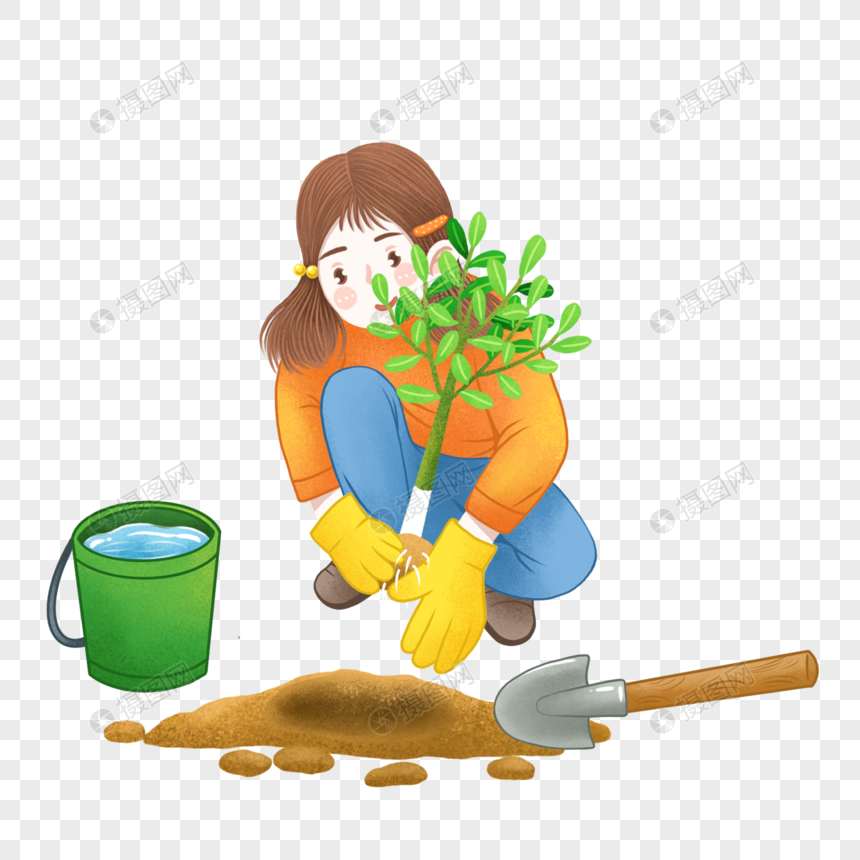 Cartoon Girl Digging Tree Pit PNG Transparent Background And Clipart Image  For Free Download - Lovepik | 401687030