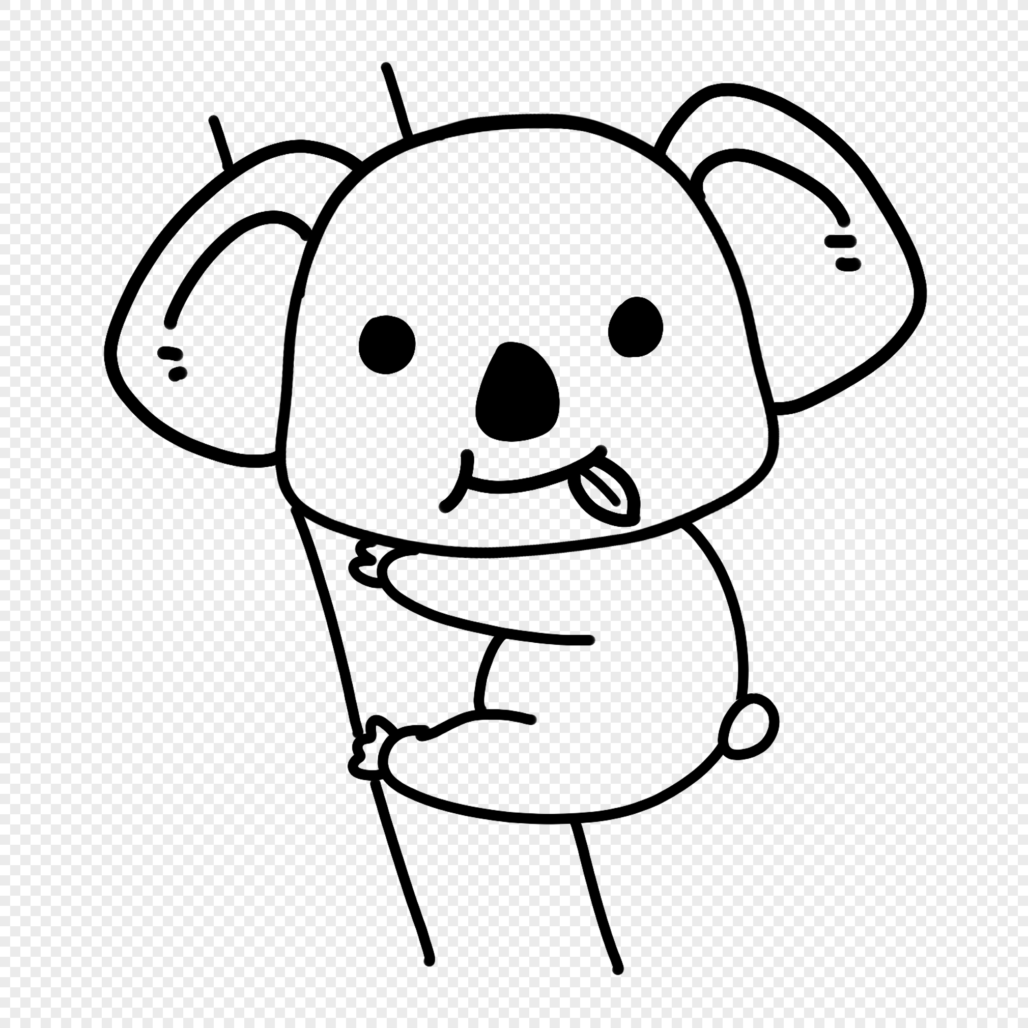 Koala Stick Figure Line Drawing, Black And White, Stick Figure Lineart ...