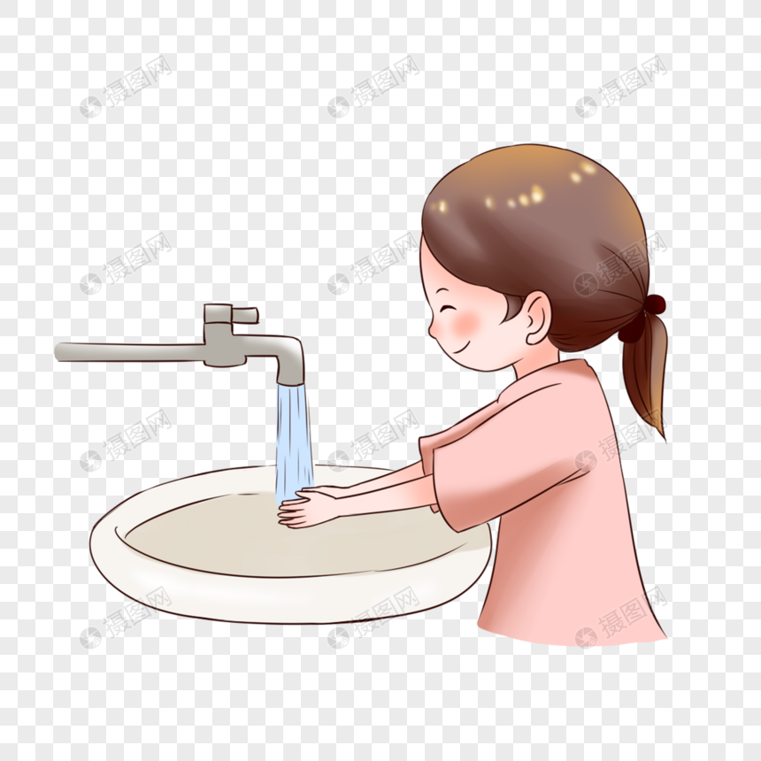 طفل يغسل يديه كرتون