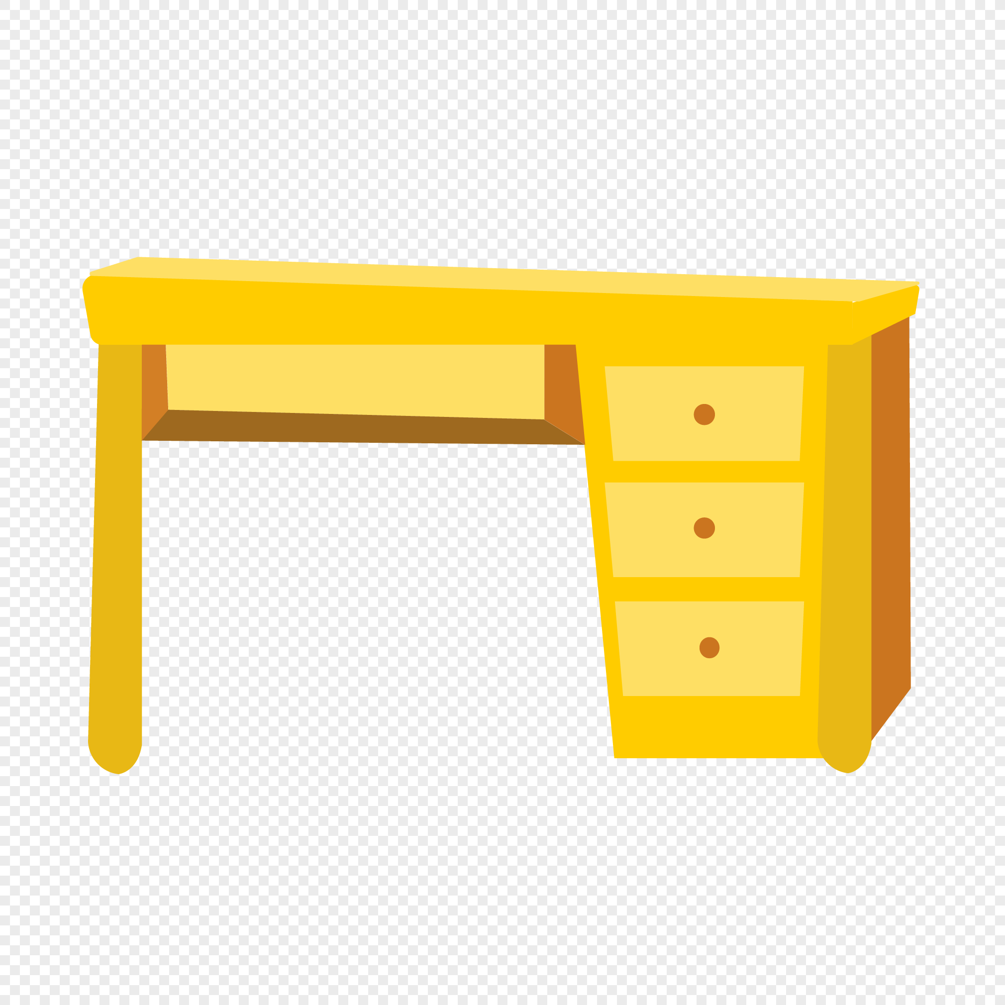 Желтый стол на прозрачном фоне