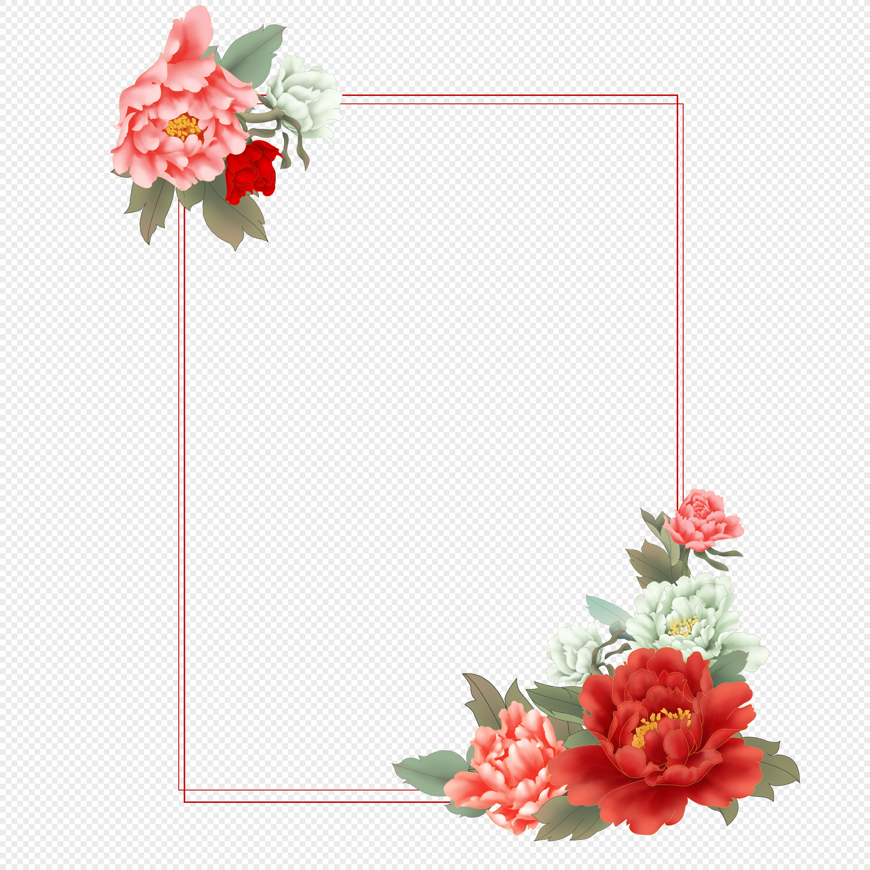 Peony flower frame png image_picture free download 401715898_lovepik.com