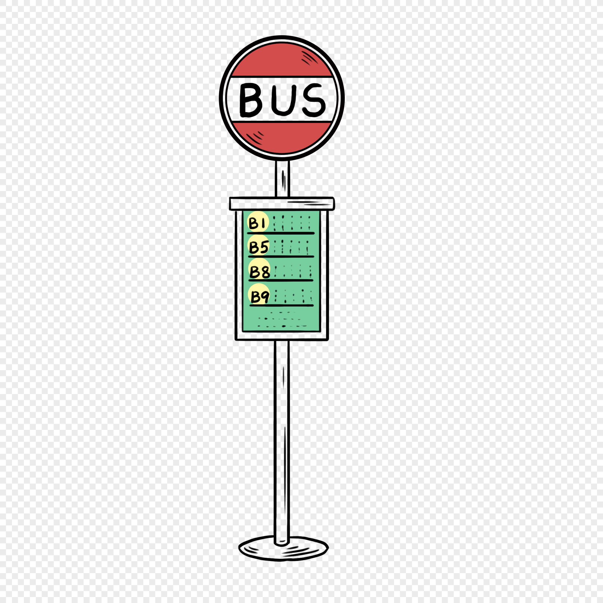 卡通的公交车和站台素材图片_装饰图案_设计元素-图行天下素材网