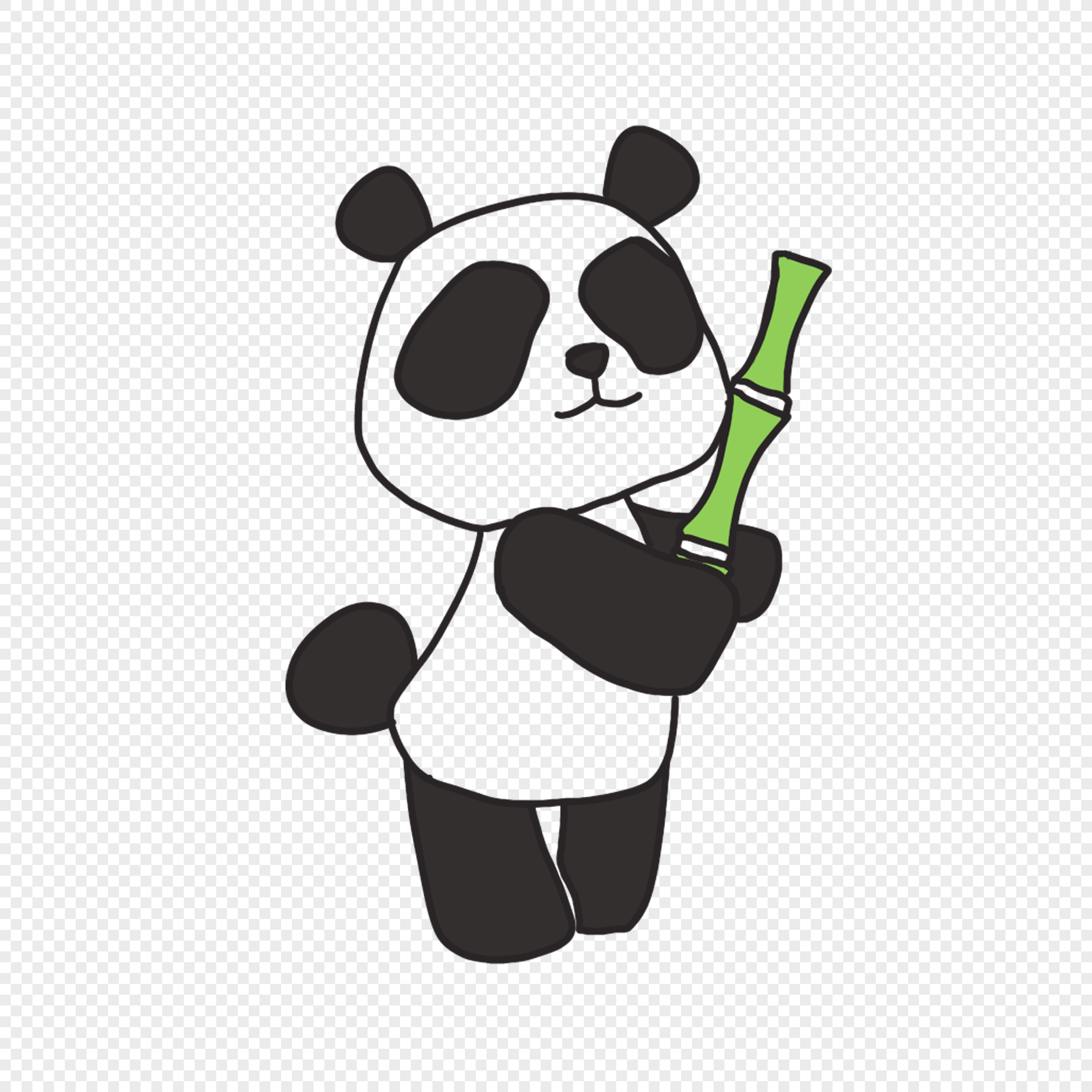 Stick figure of panda holding bamboo png image_picture free download ...