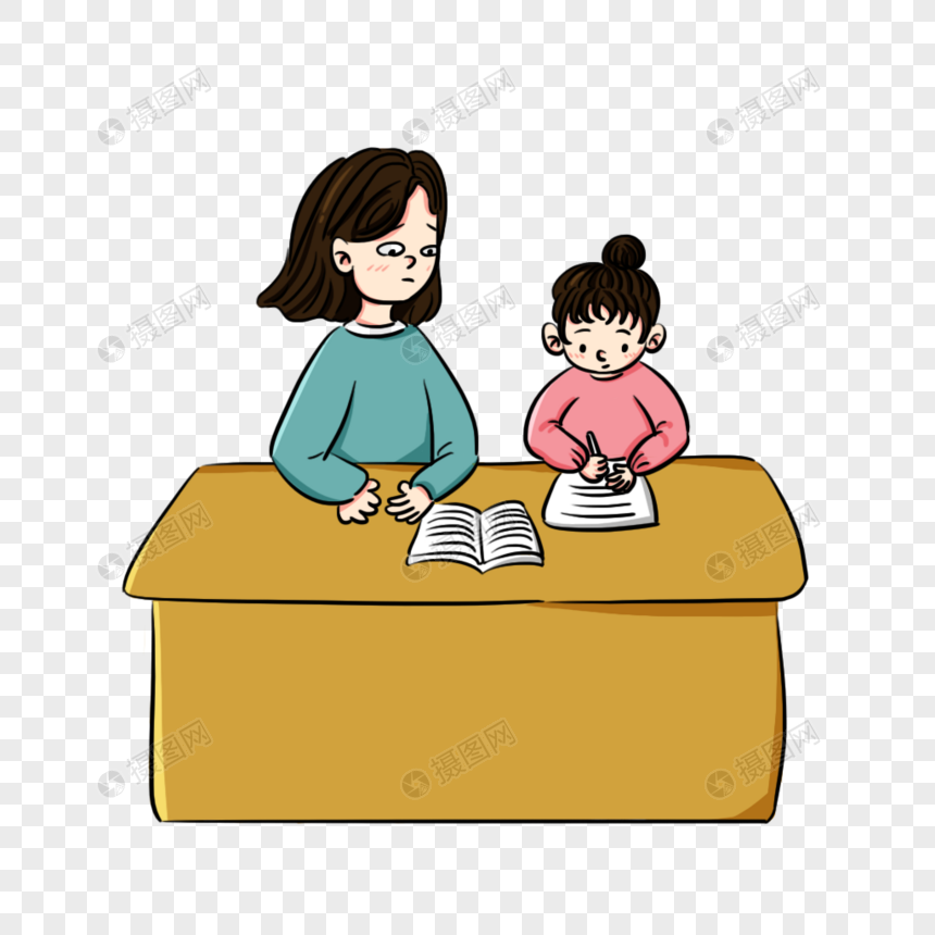 Mother Tutoring Daughter To Do Homework Scene Png Image Psd File Free Download Lovepik