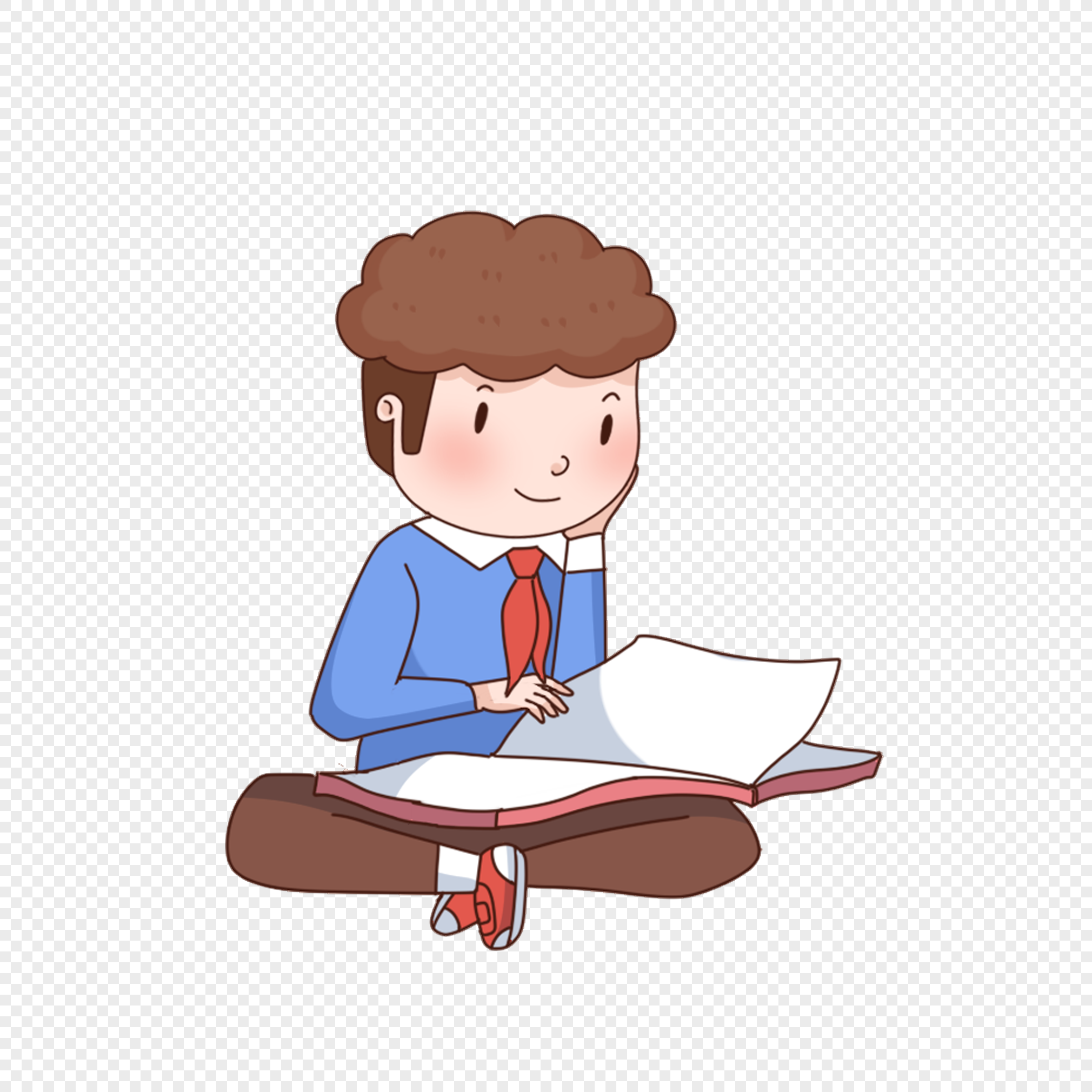 Sitting Boy Reading PNG Transparent Background And Clipart Image For ...