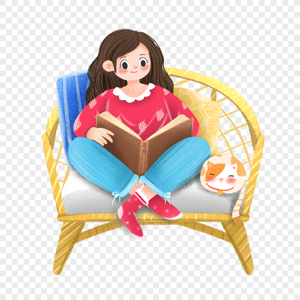Девушка с книгой в кресле рисунок
