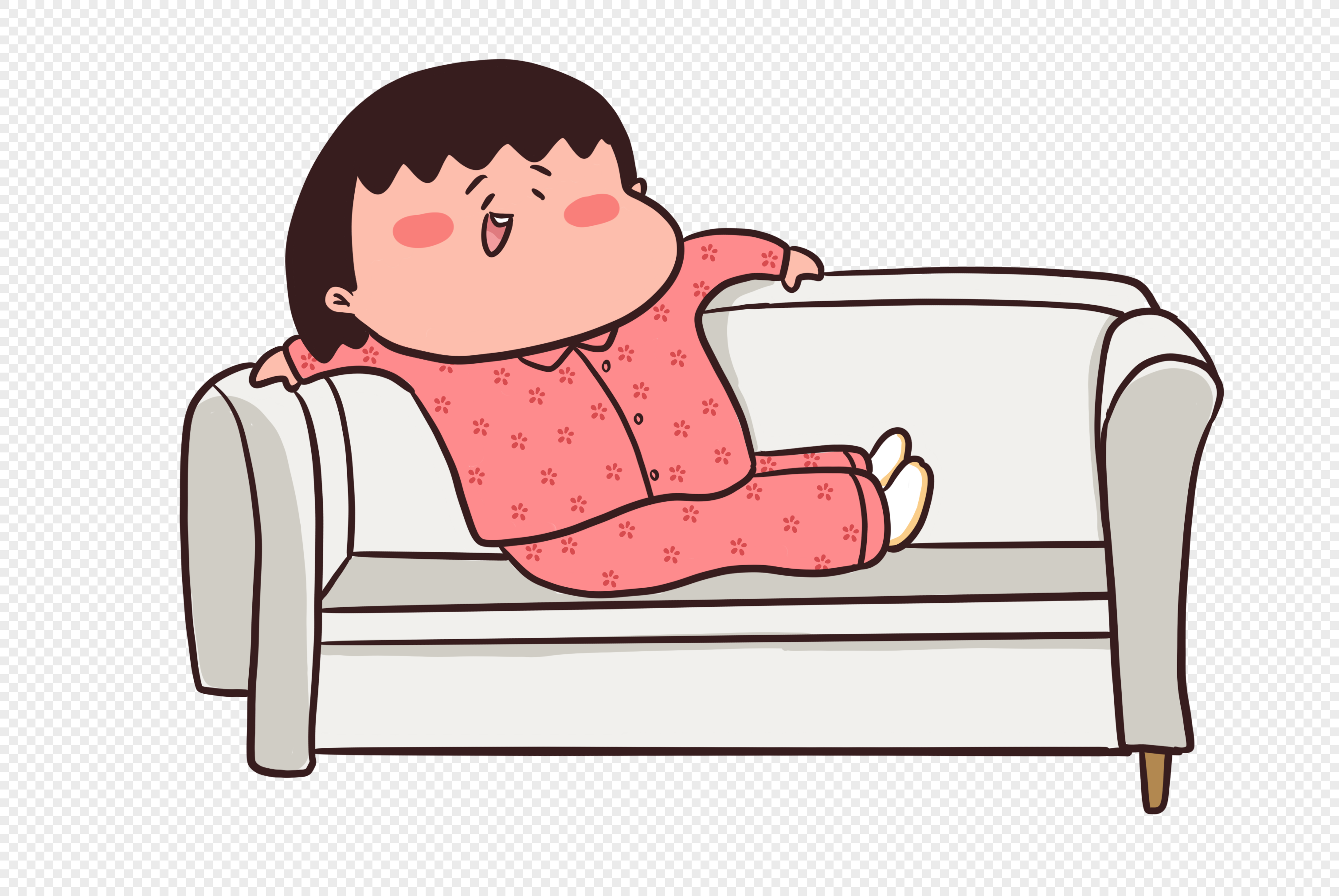 девочка лежит на диване рисунок