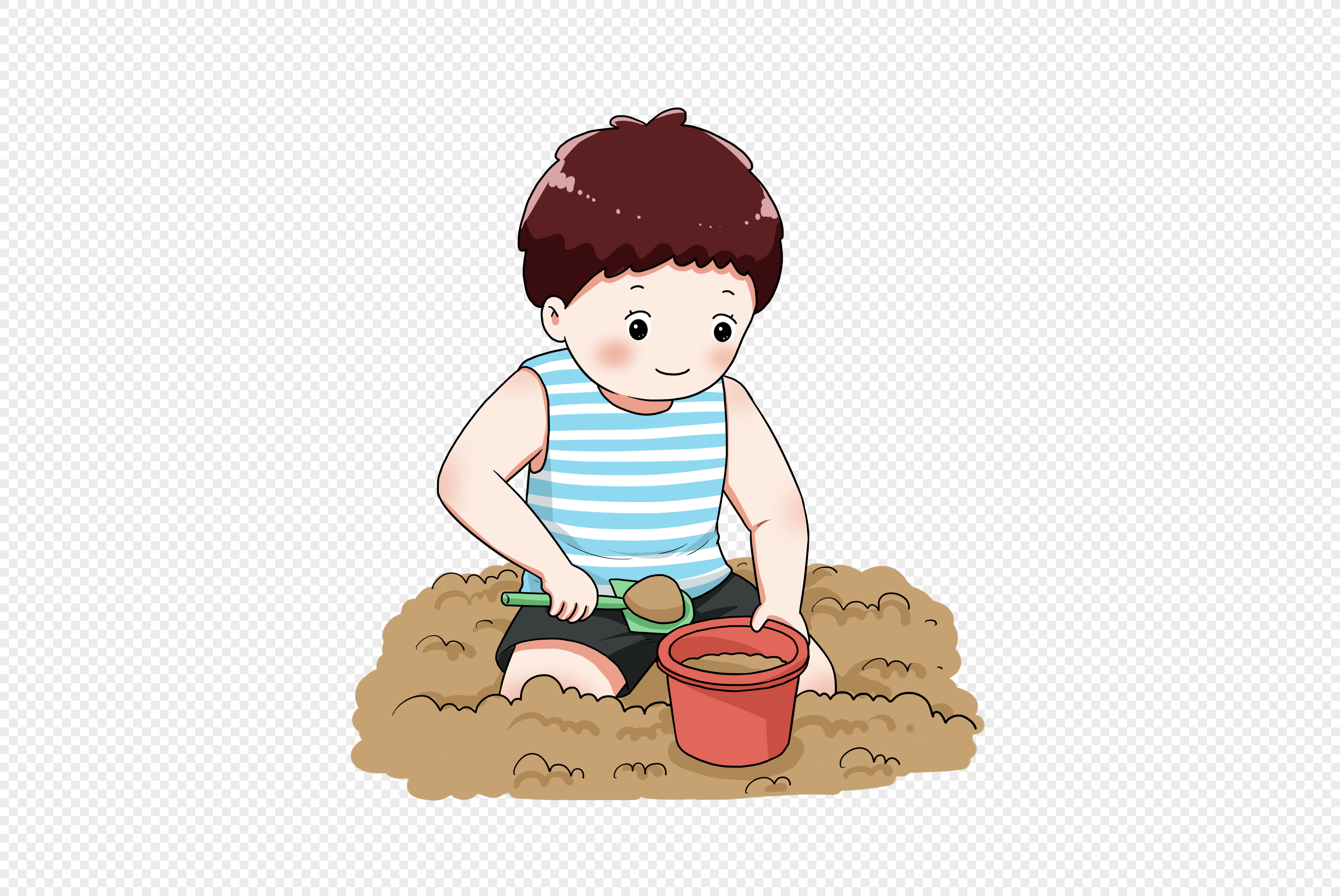 Ребенок игра с песком вектор