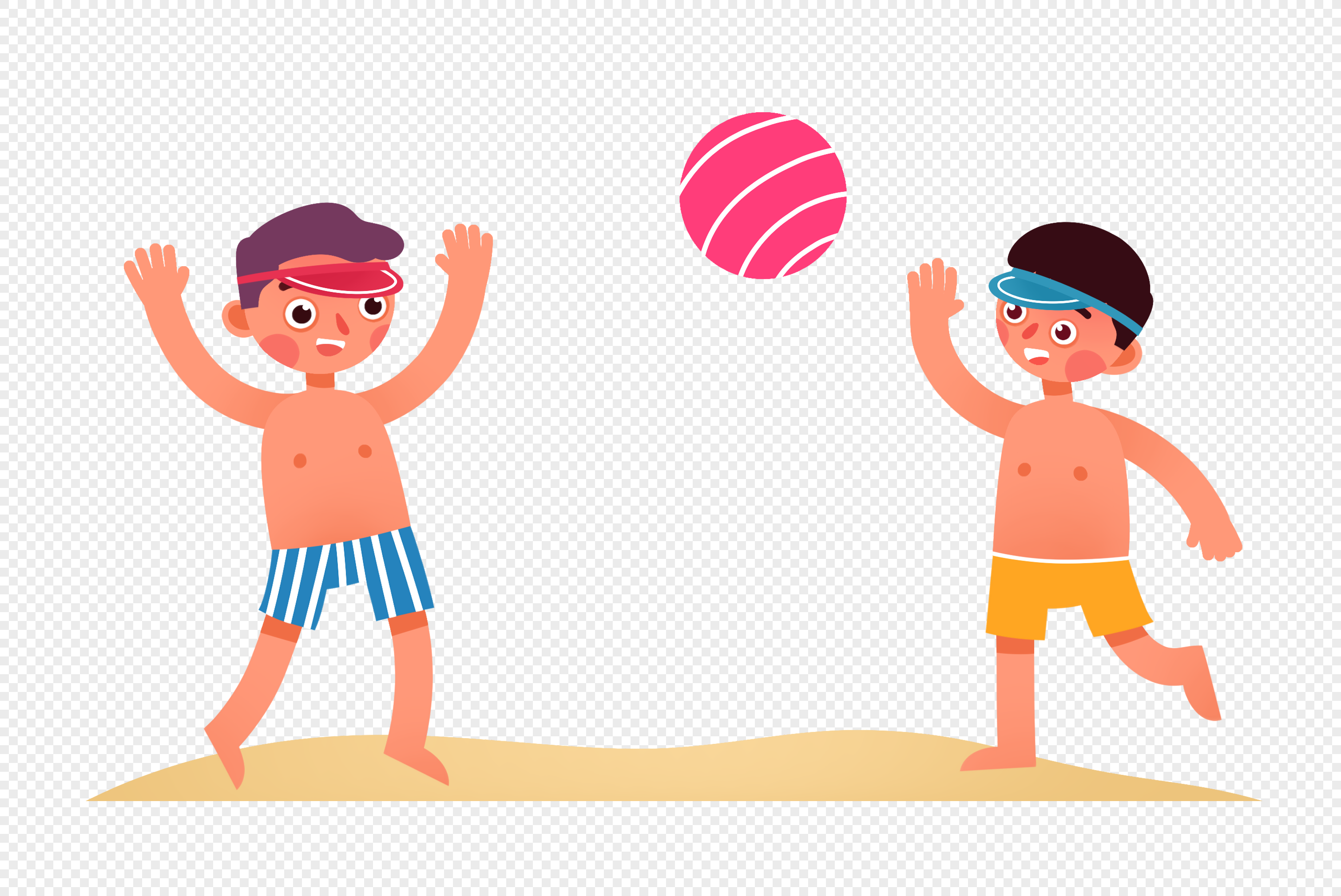 Play Volleyball White Transparent, Play Volleyball In Summer, Hand Draw,  Summer, Midsummer PNG Image For Free Download