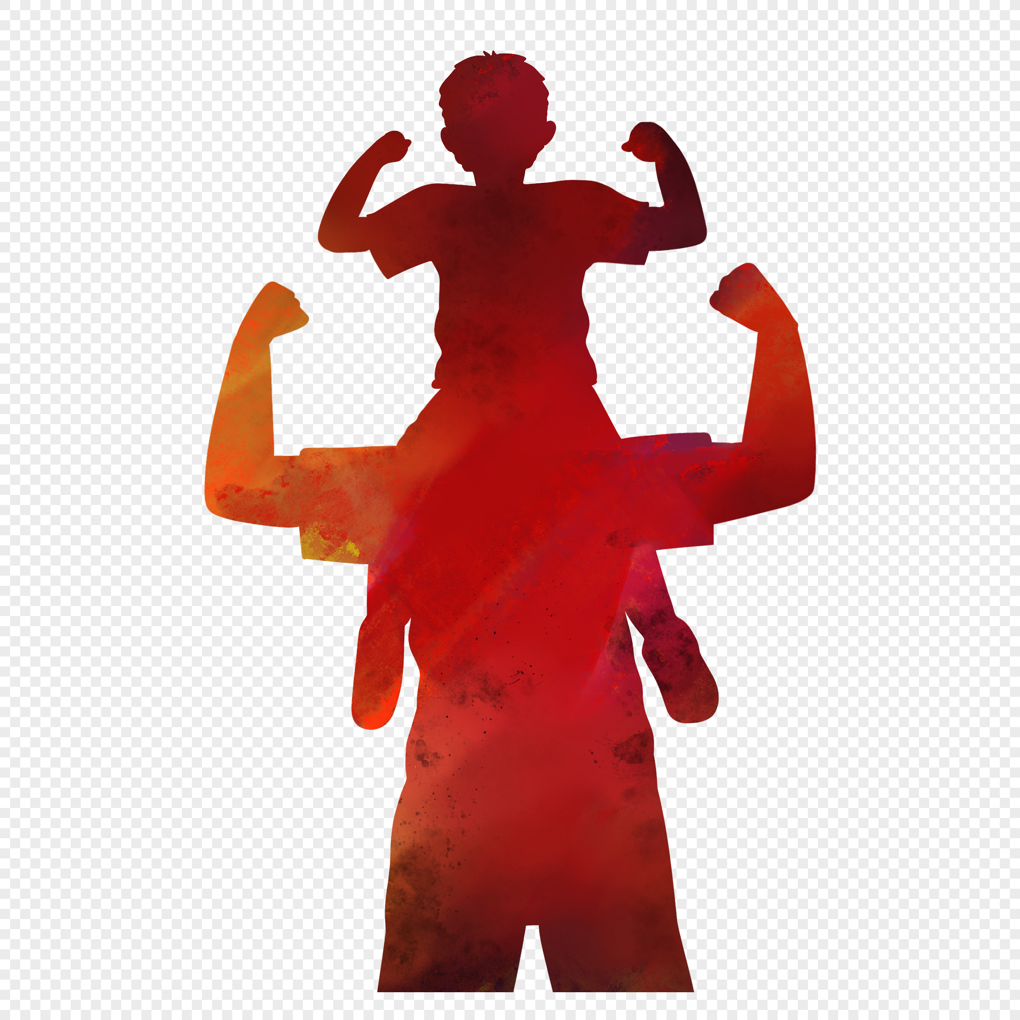 Father's day father and son full of colorful silhouette back vie, family, color day, father back png white transparent