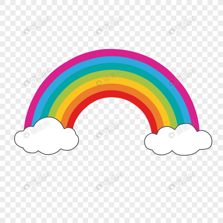Hand Drawn Cute Cartoon Colorful Rainbow, Stick Figure, Hand Color