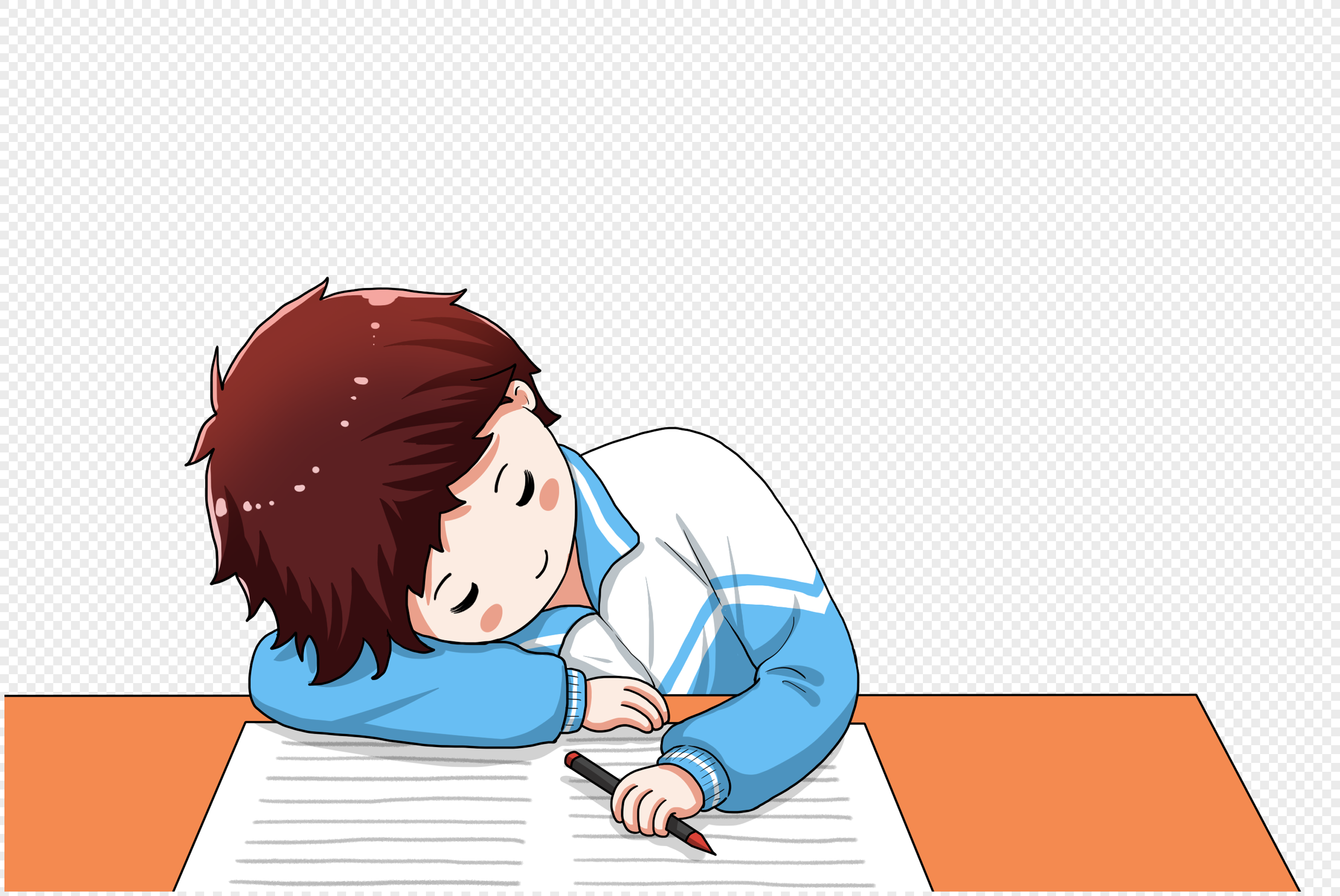 Boy sleeping on the desk, sleepy student, book, graduation png image