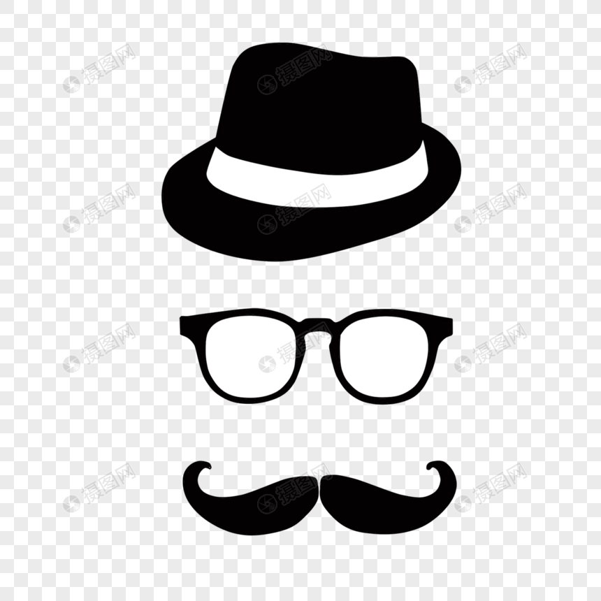 Happy Fathers Day Hat, Glasses And Mustache Illustration Design