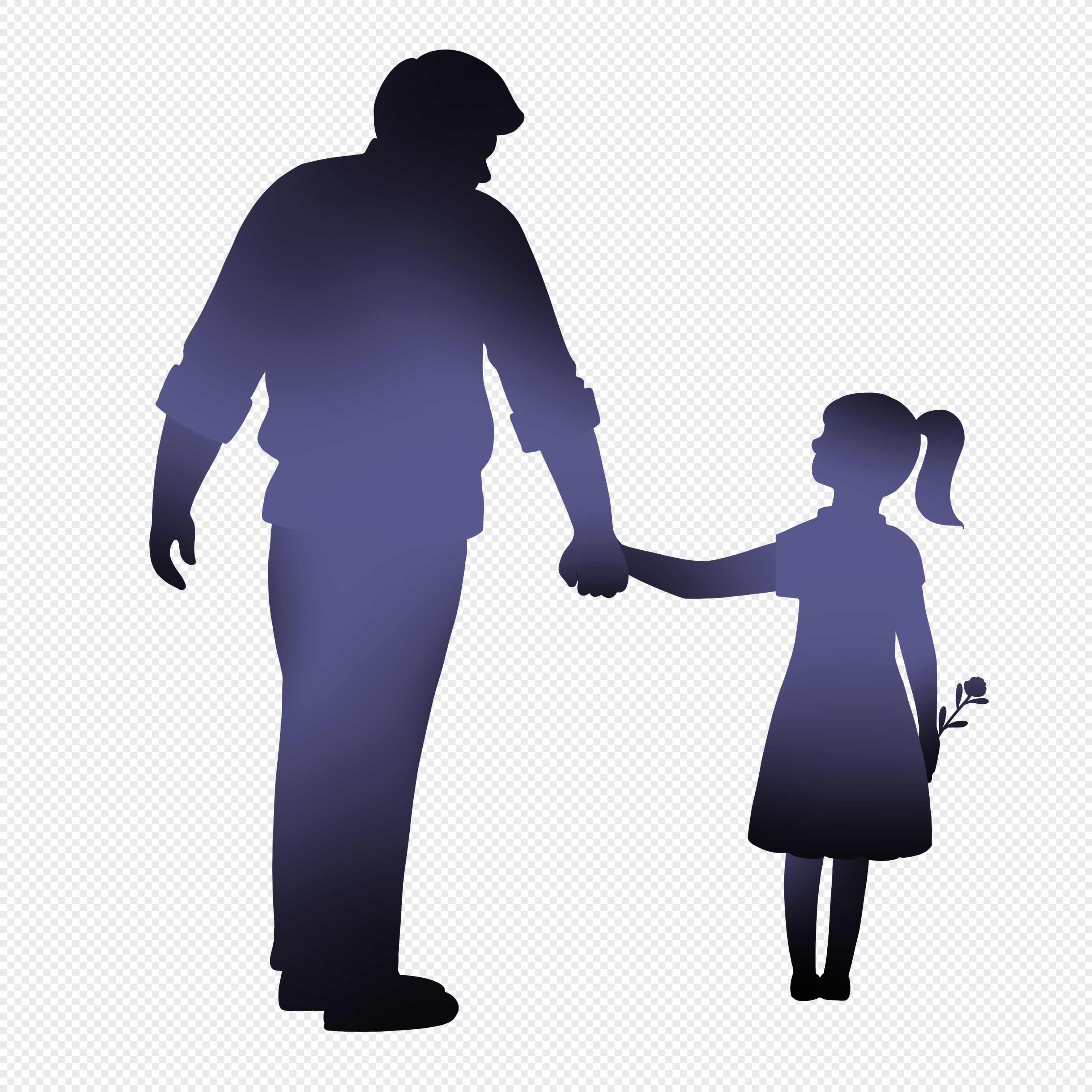Dad and daughter holding hands gradient silhouette png image_picture