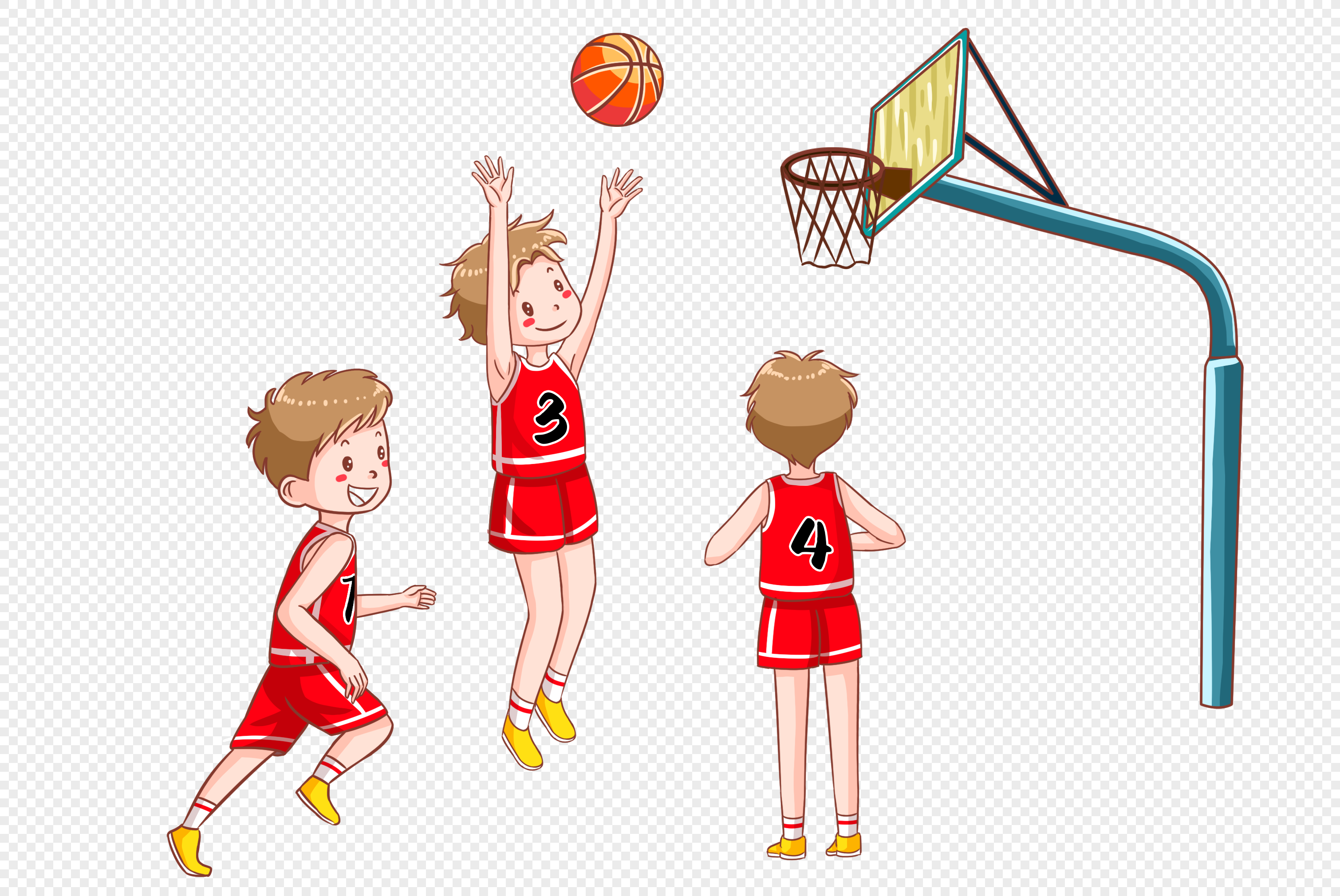Дети играют в баскетбол рисунок