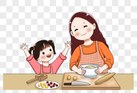 Putri Dan Ibu Membuat Kue Bulan Bersama PNG grafik gambar unduh gratis