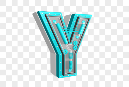 Creative C4d mechanical air solid letter Y png