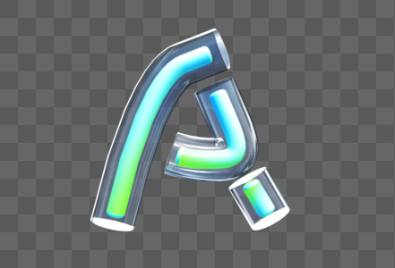 C4D creative glass gradient letter a png