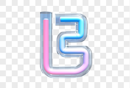 C4D creative glass gradient letter B png