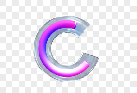 C4D creative glass gradient letter C png