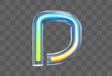 C4D creative glass gradient letter D png