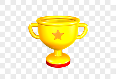 C4D golden Q trophy Icon model png