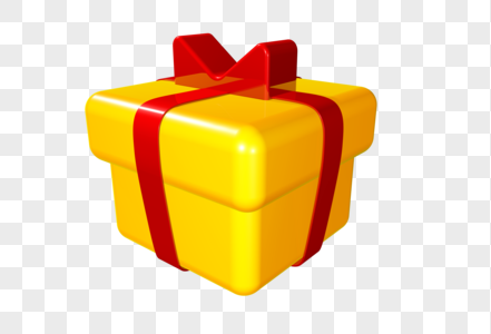 C4D golden texture Q version gift box icon model png