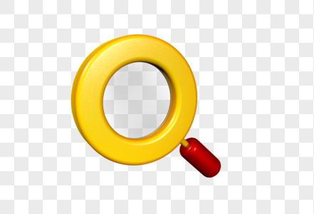 C4D golden texture Q magnifying glass search icon model png