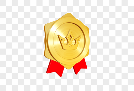 C4D golden texture Q version gold medal icon model png