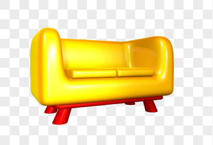 C4D golden texture Q version sofa furniture icon model png