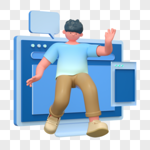 C4D stereo game 3D business scene office characters png