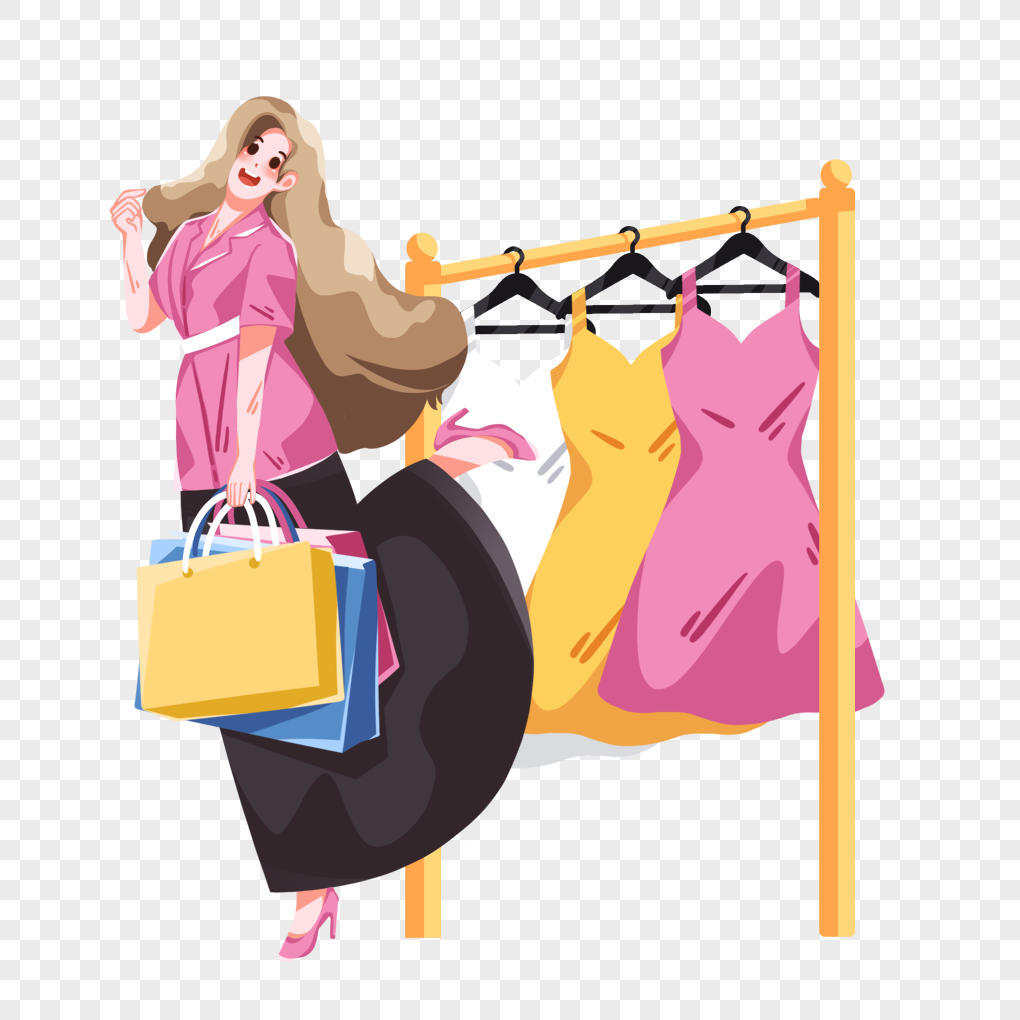 A Girl Selling Clothes PNG White Transparent And Clipart Image For Free ...