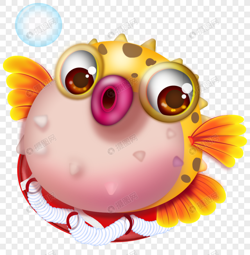 Hand Painted Three Dimensional Puffer Fish Vomiting Bubbles PNG White  Transparent And Clipart Image For Free Download - Lovepik | 402166202