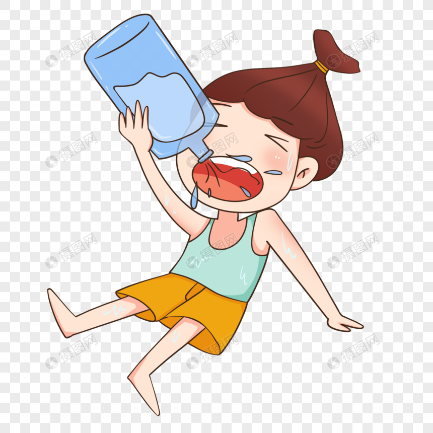 person drinking water cartoon