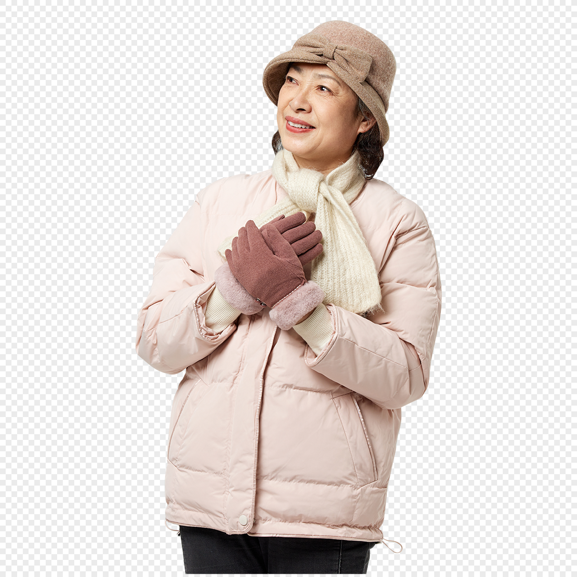 Image Of Elderly People Wearing Down Jackets, Elders, Elderly People