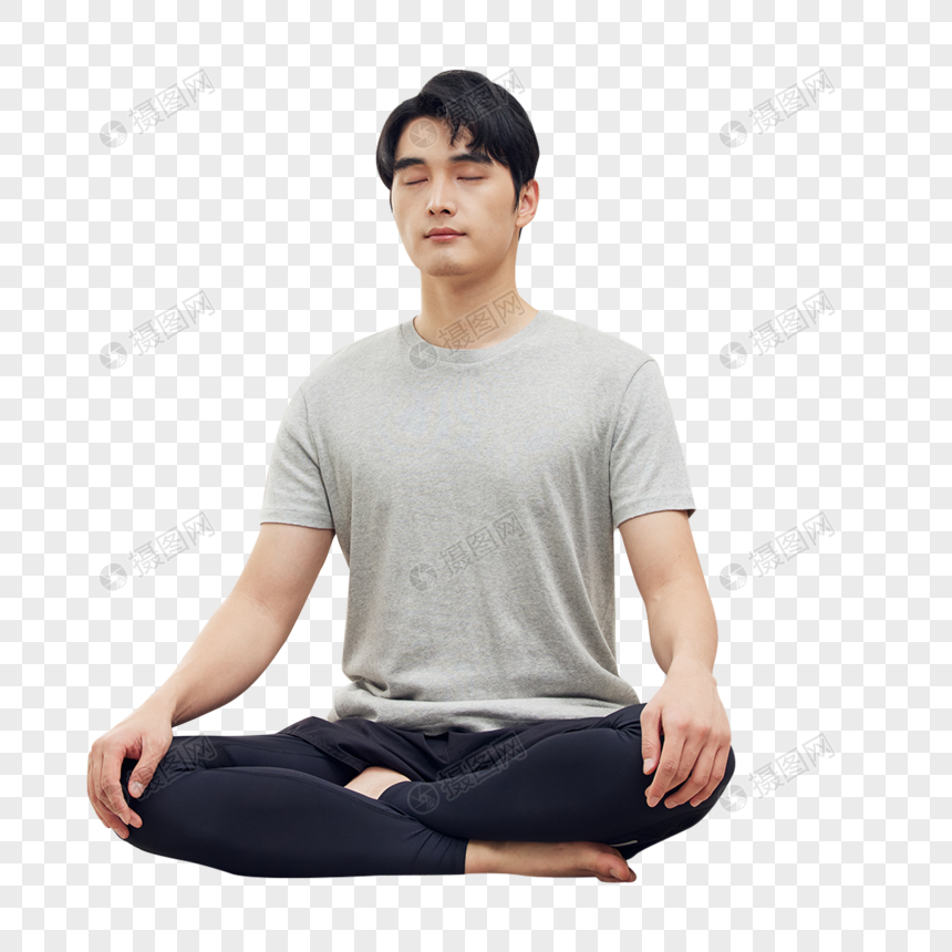 Home Male Sitting In Living Room Meditating, Home Living, Healthy ...