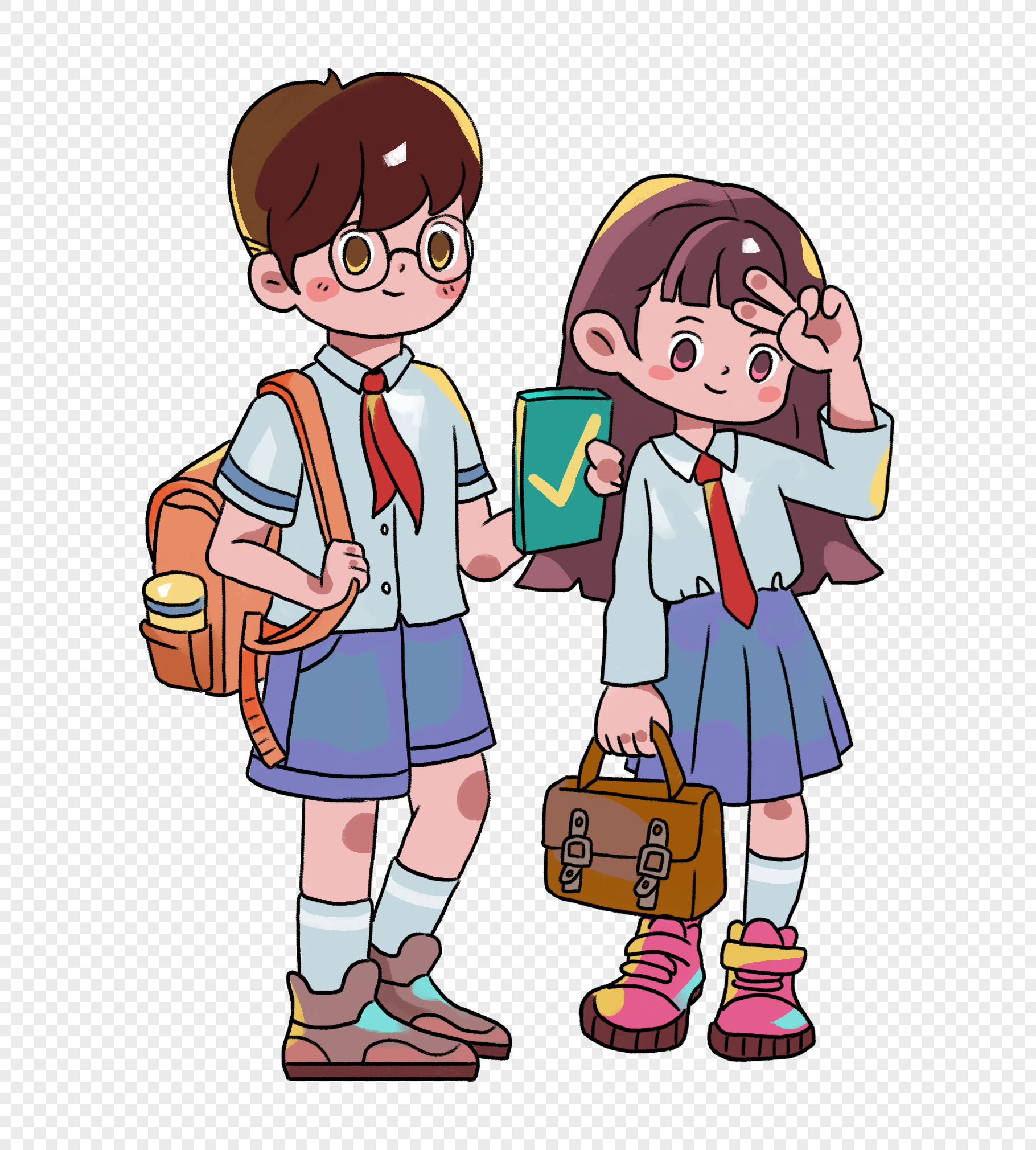 Boys And Girls Going To School, Boy And Girl, Book, Going Girl PNG Hd ...