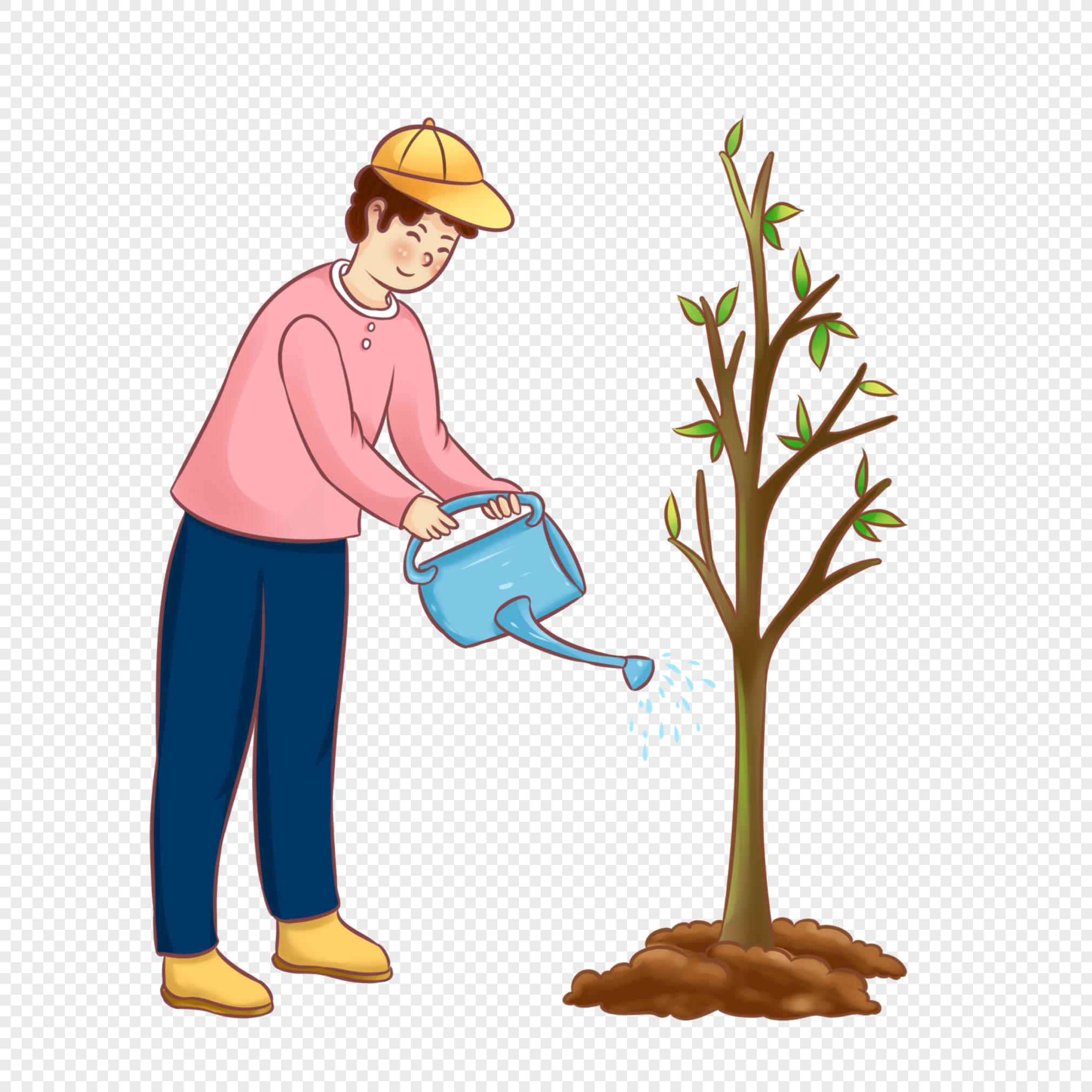 Tree Watering Boy PNG Free Download And Clipart Image For Free Download ...