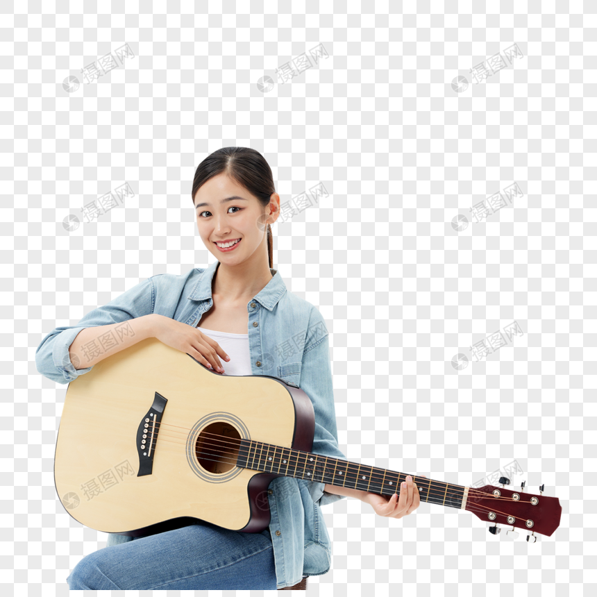 jeune fille jouant de la guitare au café 14949257 Photo de stock chez  Vecteezy