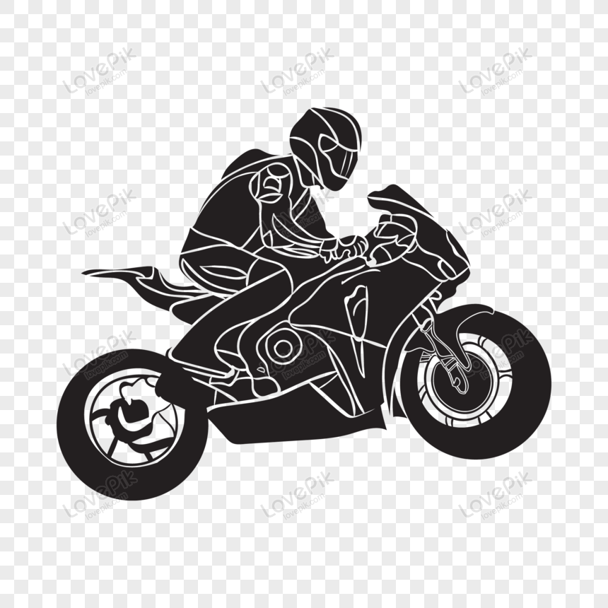 Motorcycle vector silhouette, scooters, black motorcycle rider, engineer png transparent background