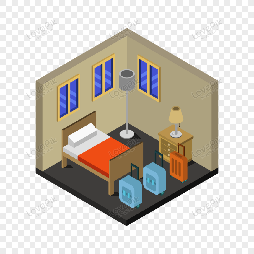 Isometric Hotel Room In Vector PNG Transparent Background And Clipart Image  For Free Download - Lovepik | 450029330