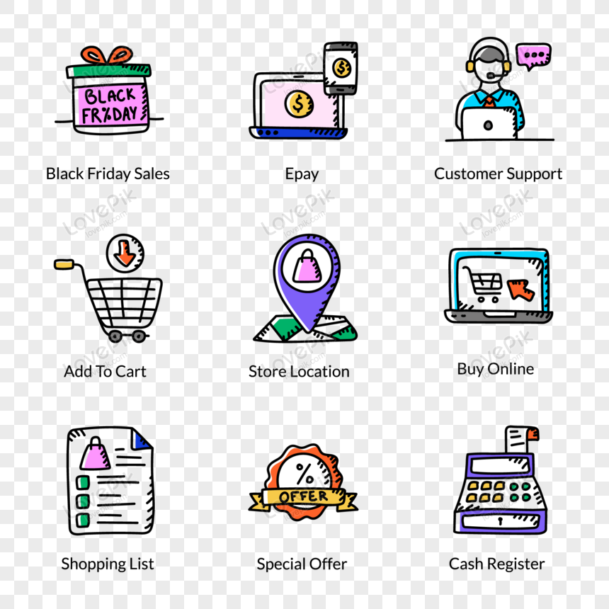 Online Shopping Line icons by Icon Valley