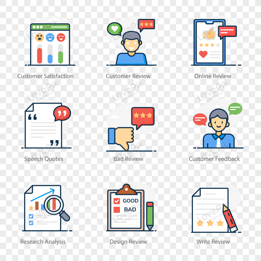 Feedback and Reviews Flat Icons Pack set, feedback, online reviews, icon png picture