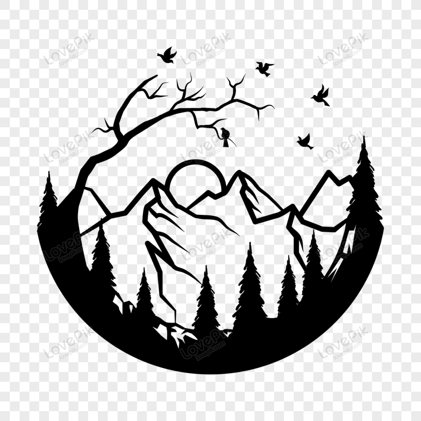 mountain and forest vector logo, wild, forest, natural png image