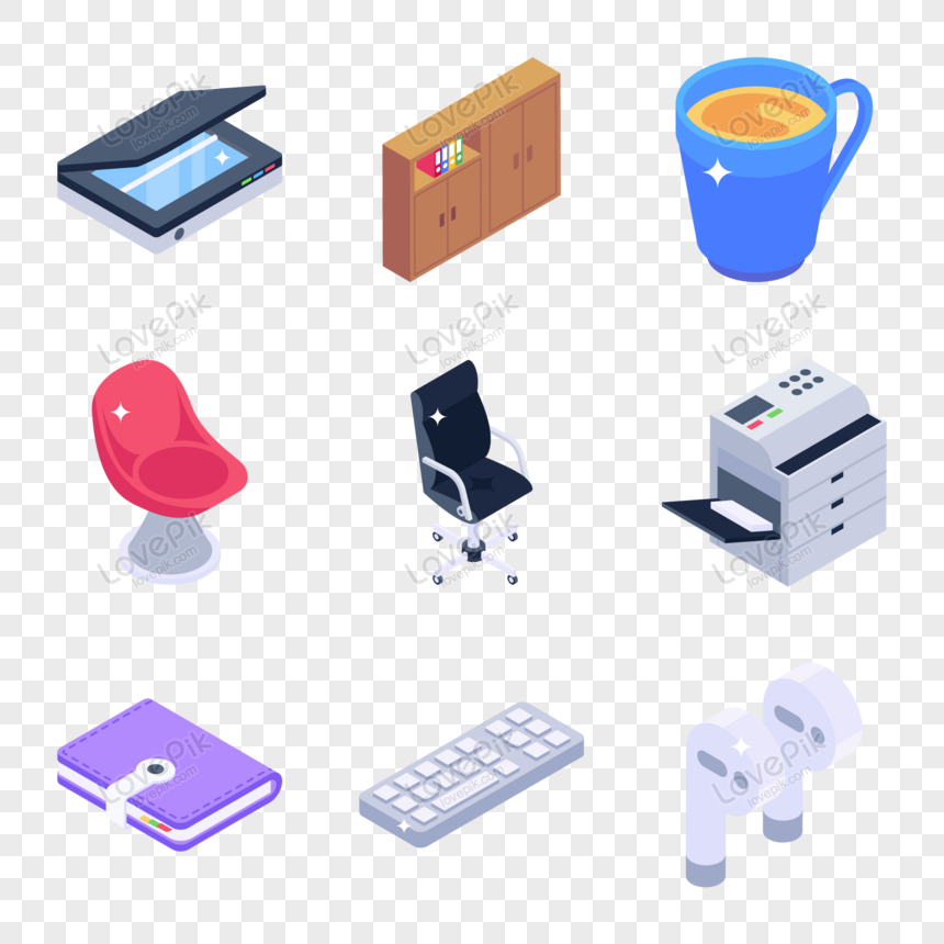 Office Equipment Isometric Icons Pack PNG Transparent Image And Clipart  Image For Free Download - Lovepik | 450050727