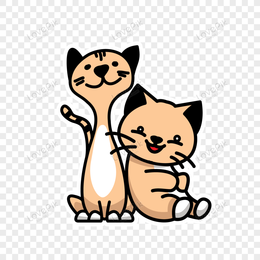 Two Cute Cat Animal Sticker Vector PNG Image Free Download And Clipart  Image For Free Download - Lovepik | 450057661