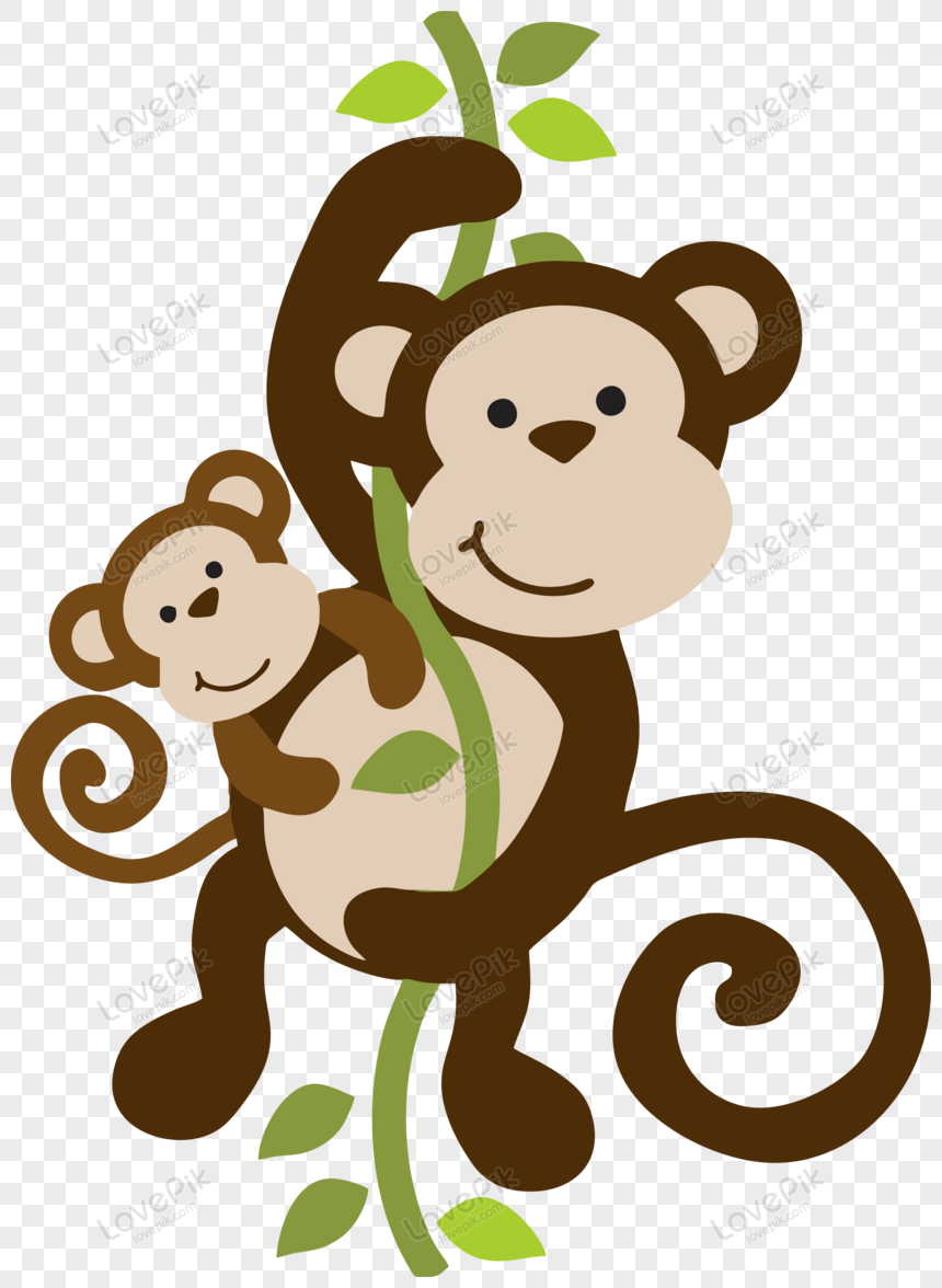 Animated Monkey Hanging On A Tree Illustration Vector PNG Picture And  Clipart Image For Free Download - Lovepik | 450060425