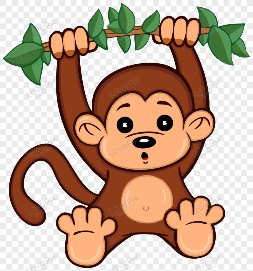 Animated Monkey Hanging On A Tree Illustration Vector PNG Transparent Image  And Clipart Image For Free Download - Lovepik | 450060427