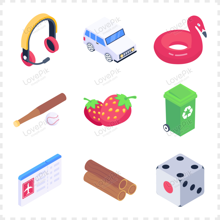 Leisure Activities and Travel Isometric Icons Set, tree, leisure icon, isometric icons png image