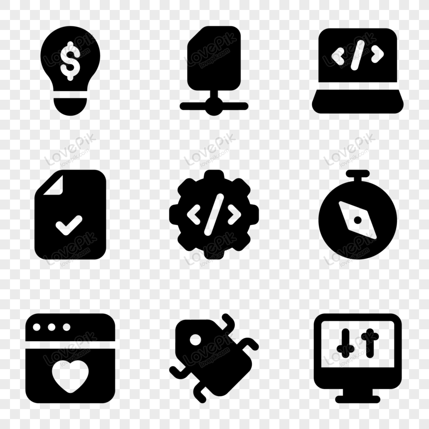 Programming And Marketing Filled Icons Vector PNG Transparent And ...